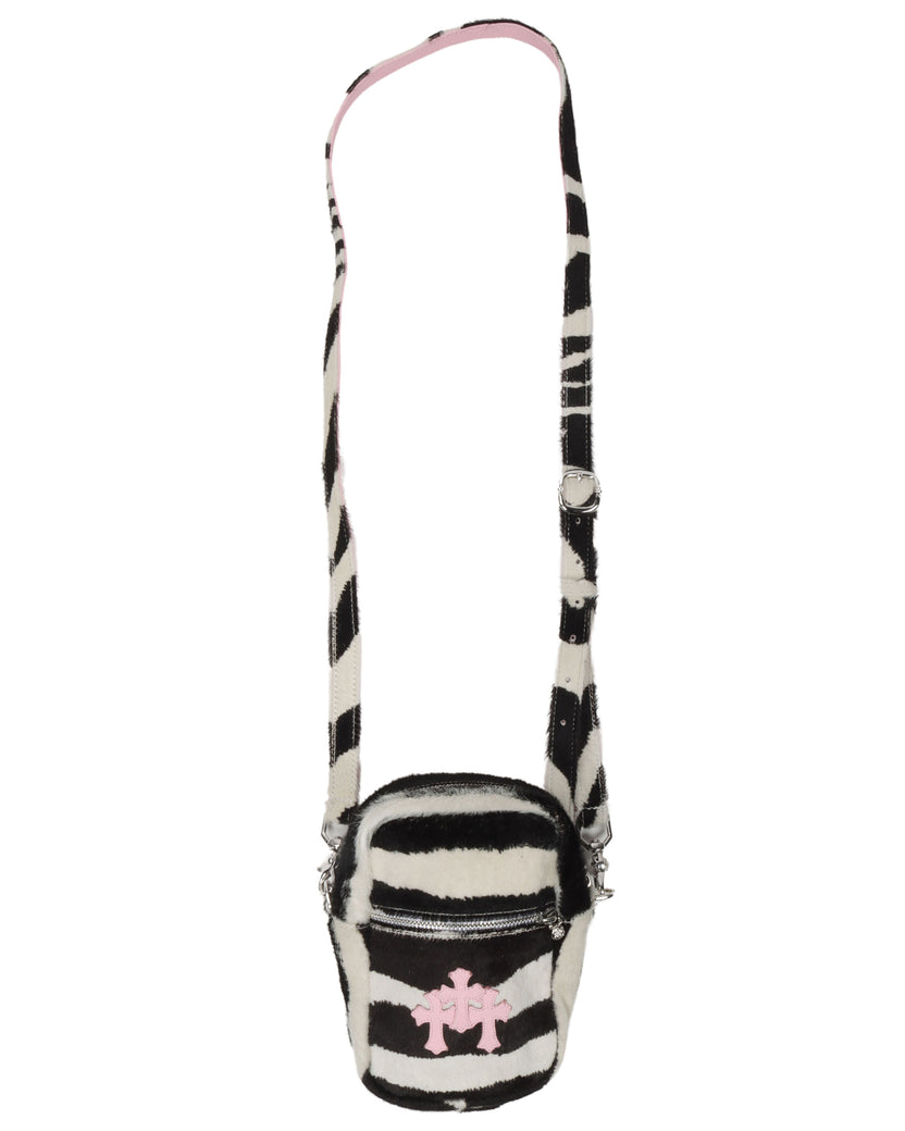 Zebra Phone Pouch Bag With Pink Crosses