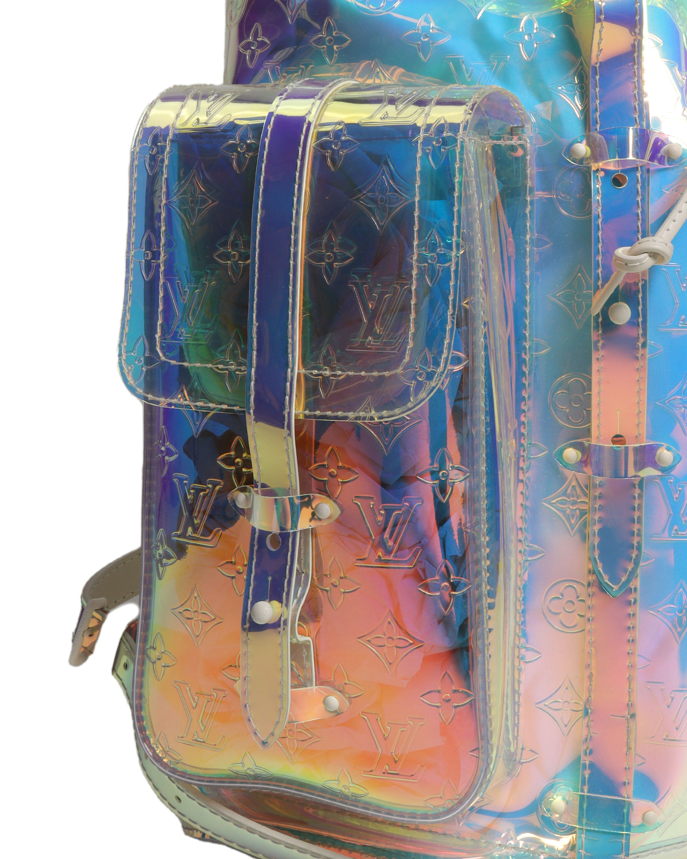 LOUIS VUITTON PVC Monogram Christopher Backpack GM Iridescent Prism 1211003