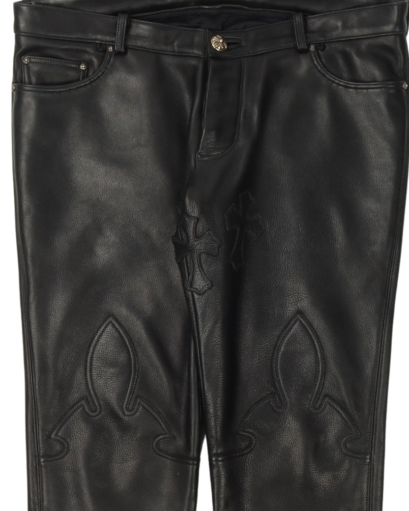 Leather Cross Leather Fleur Knee Pants