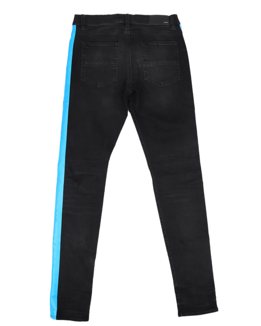 Black Track Denim Blue Stripes
