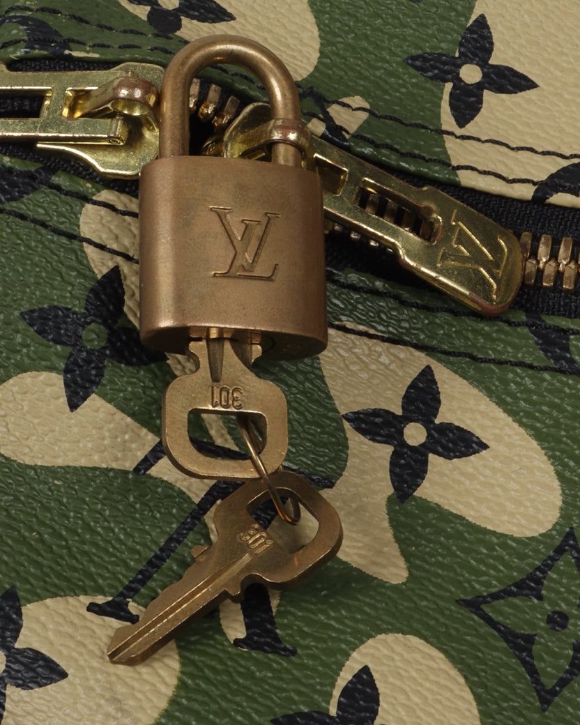 Louis Vuitton LV x takashi murakami keepall bandouliere monogramouflage 55  green - sorry_not_fame Mall