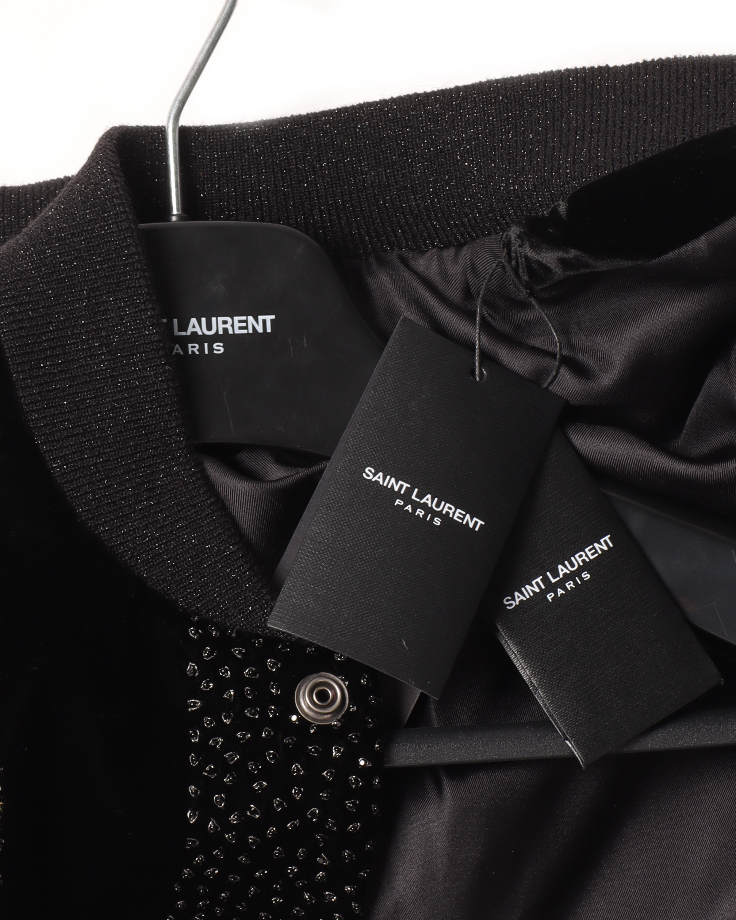 Saint Laurent Men's Velvet Logo Teddy Jacket