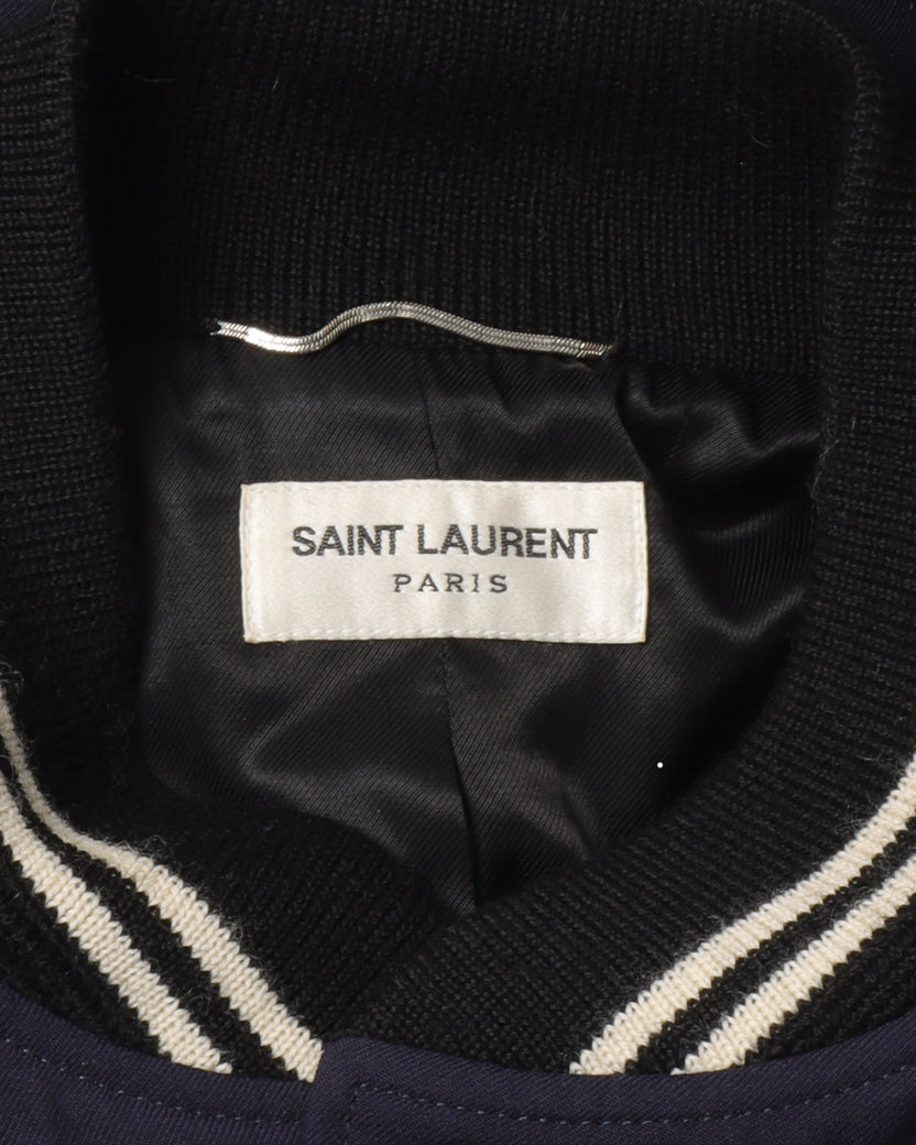 Saint laurent teddy jacket on sale navy