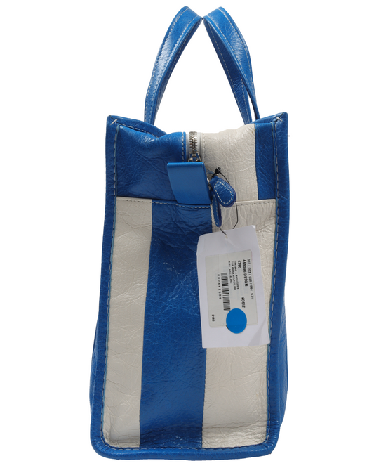 Blue and White Leather Bazar Bag