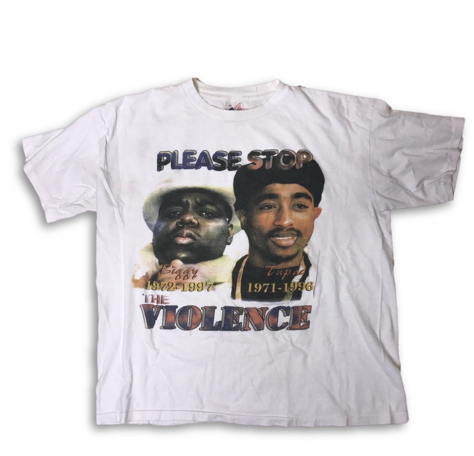 Tupac 2pac Biggie "Please Stop The Violence" Vintage Hip-Hop T-Shirt