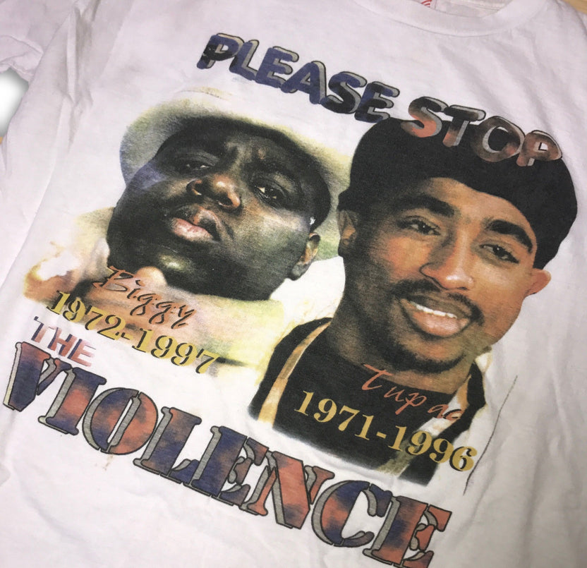 Tupac 2pac Biggie "Please Stop The Violence" Vintage Hip-Hop T-Shirt
