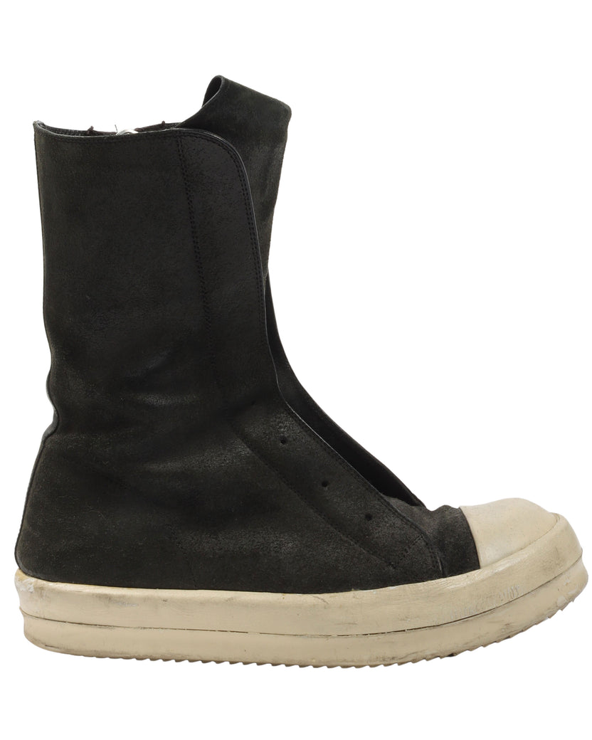 Reverse Leather Laceless Ramone Boots