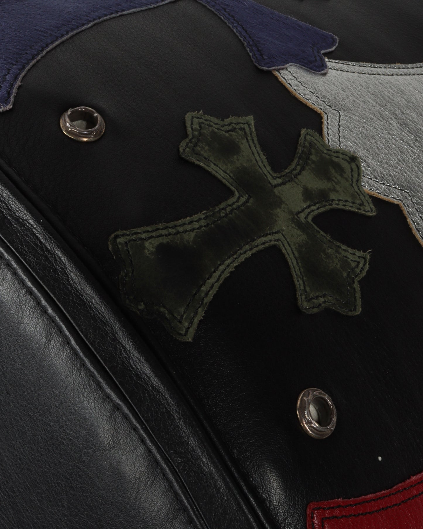 Leather Multicolor Cross Patch Stool