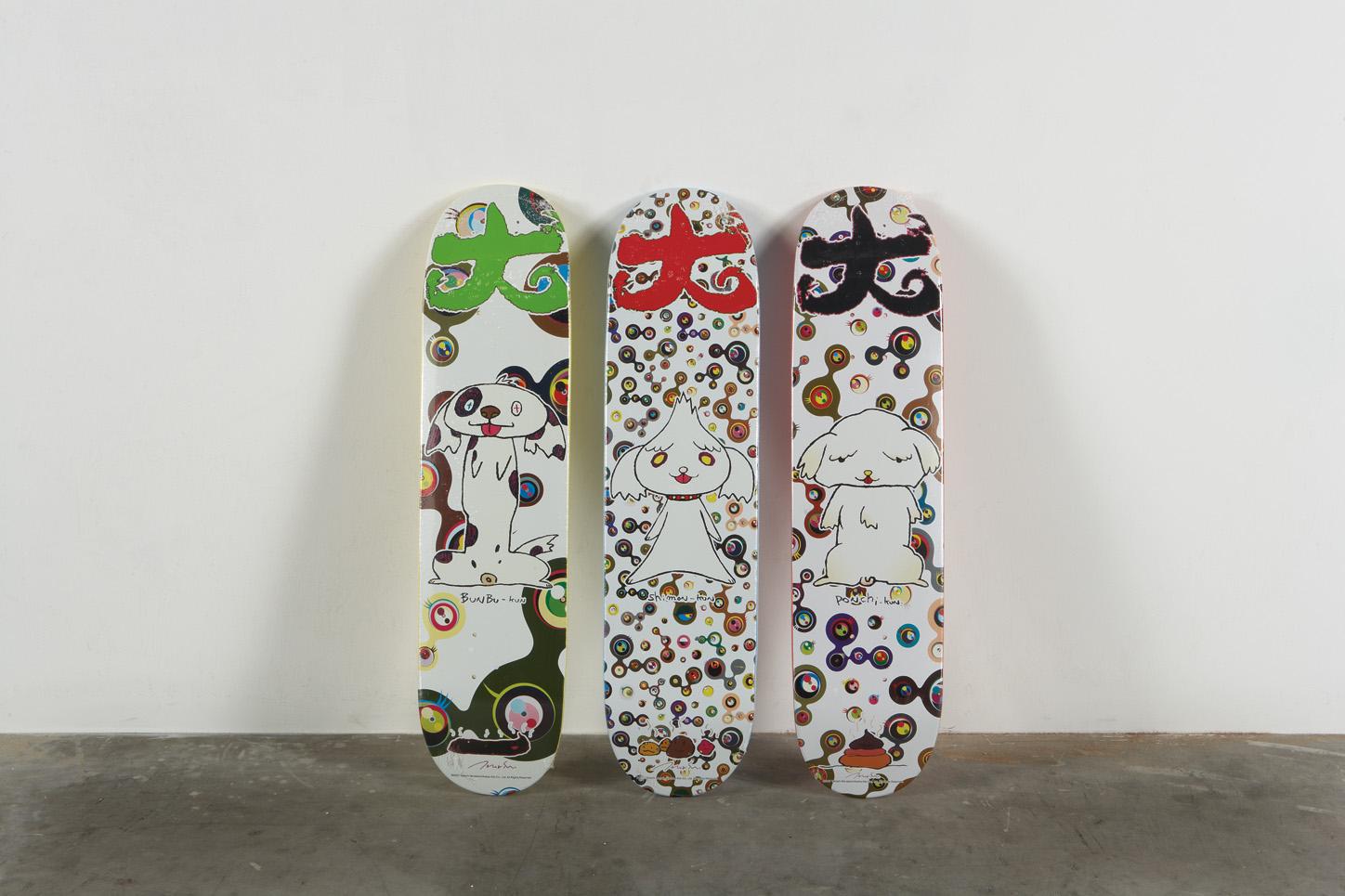 Takashi Murakami, Supreme, Takashi Murakami Supreme skateboard decks 2007  (set of 3 works) (2007), Available for Sale