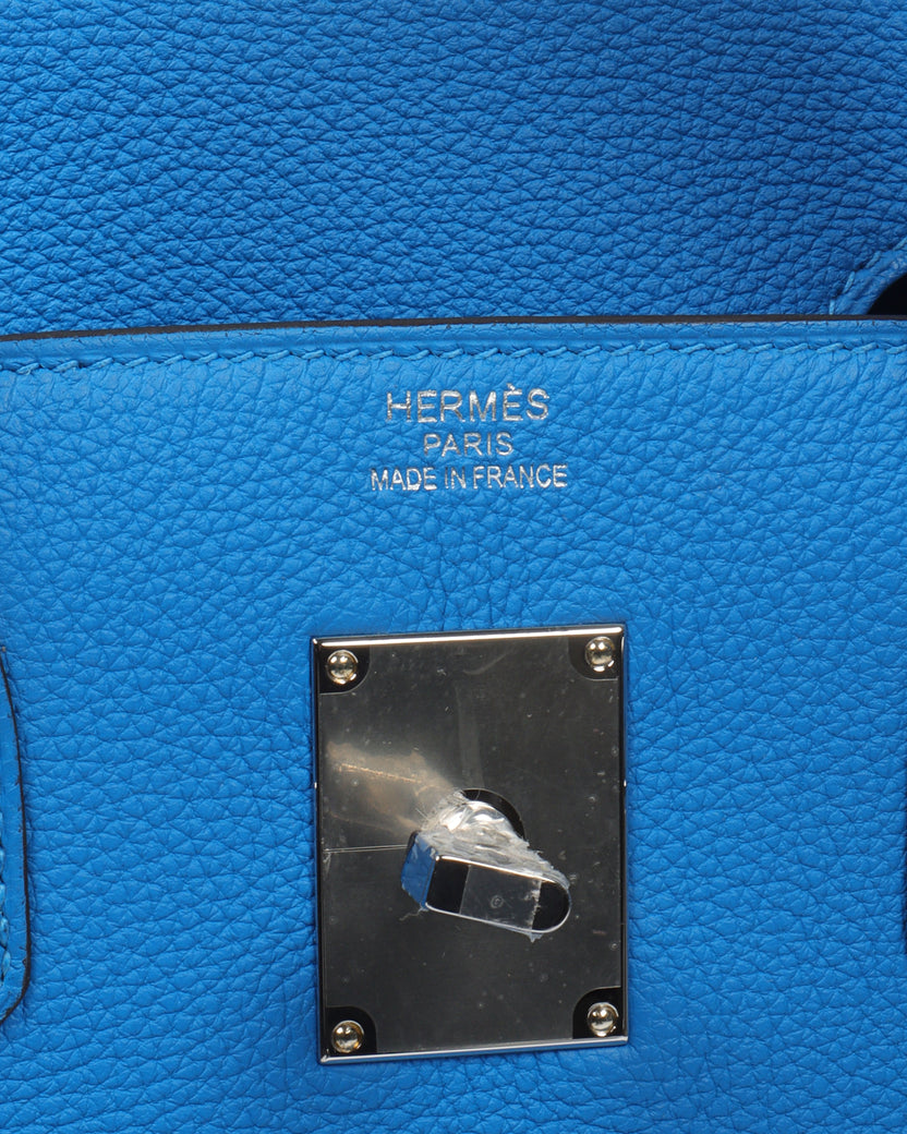 Hermes HAC 40 Togo Calfskin Bag Bleu Hydra