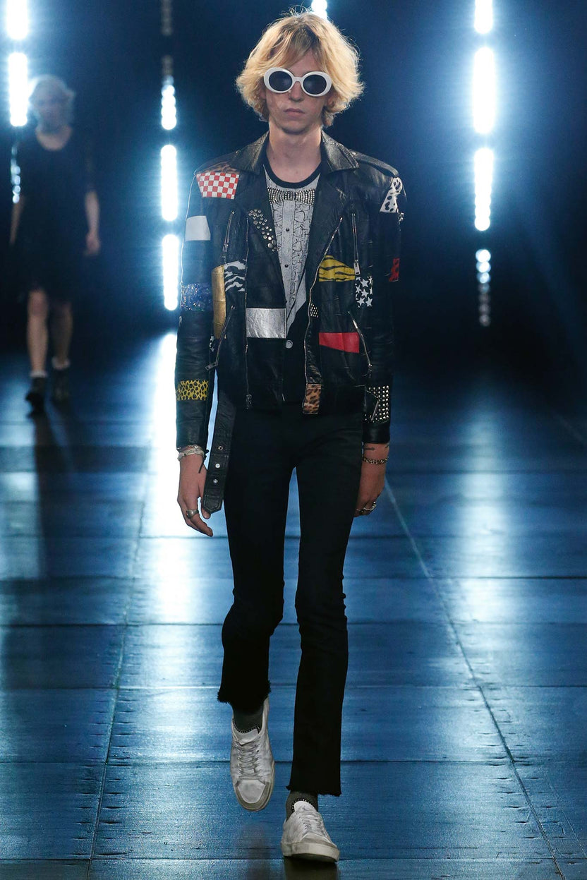 SS16 Patchwork Python Sequin Leather Jacket
