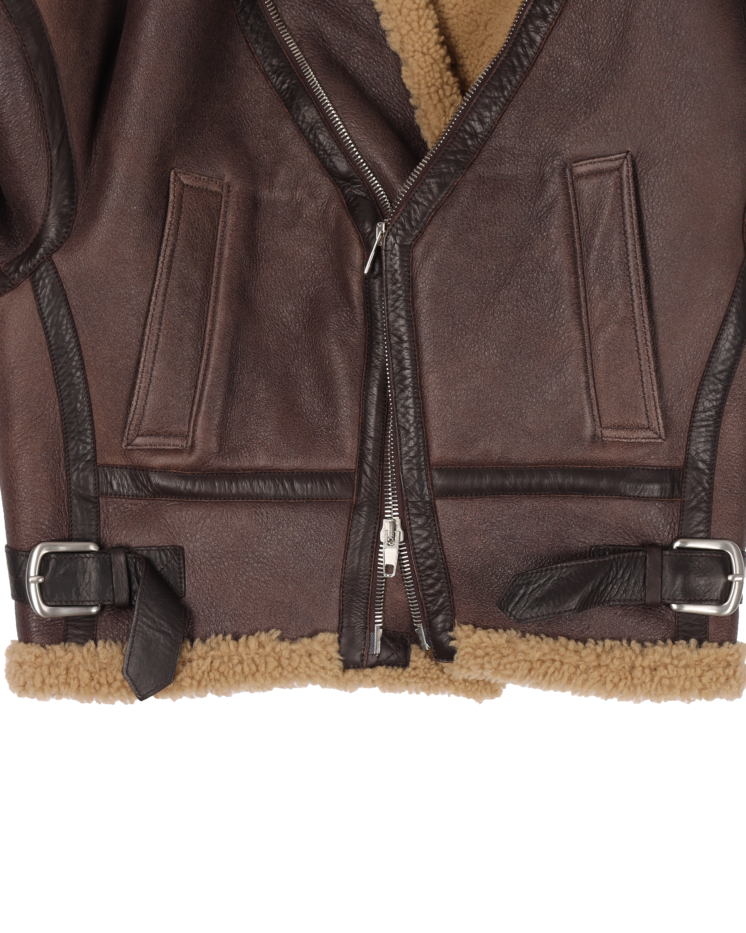 Cropped Shearling Leather Jacket