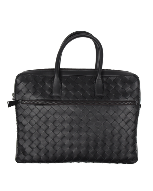 Intrecciato Black Woven Leather Bag