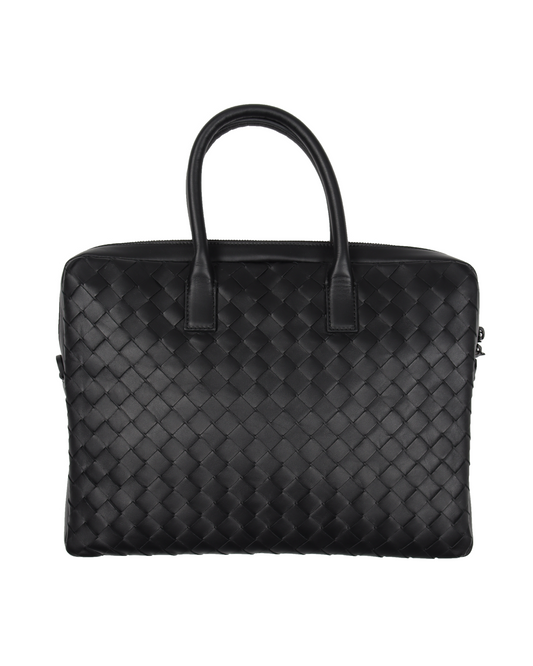 Intrecciato Black Woven Leather Bag