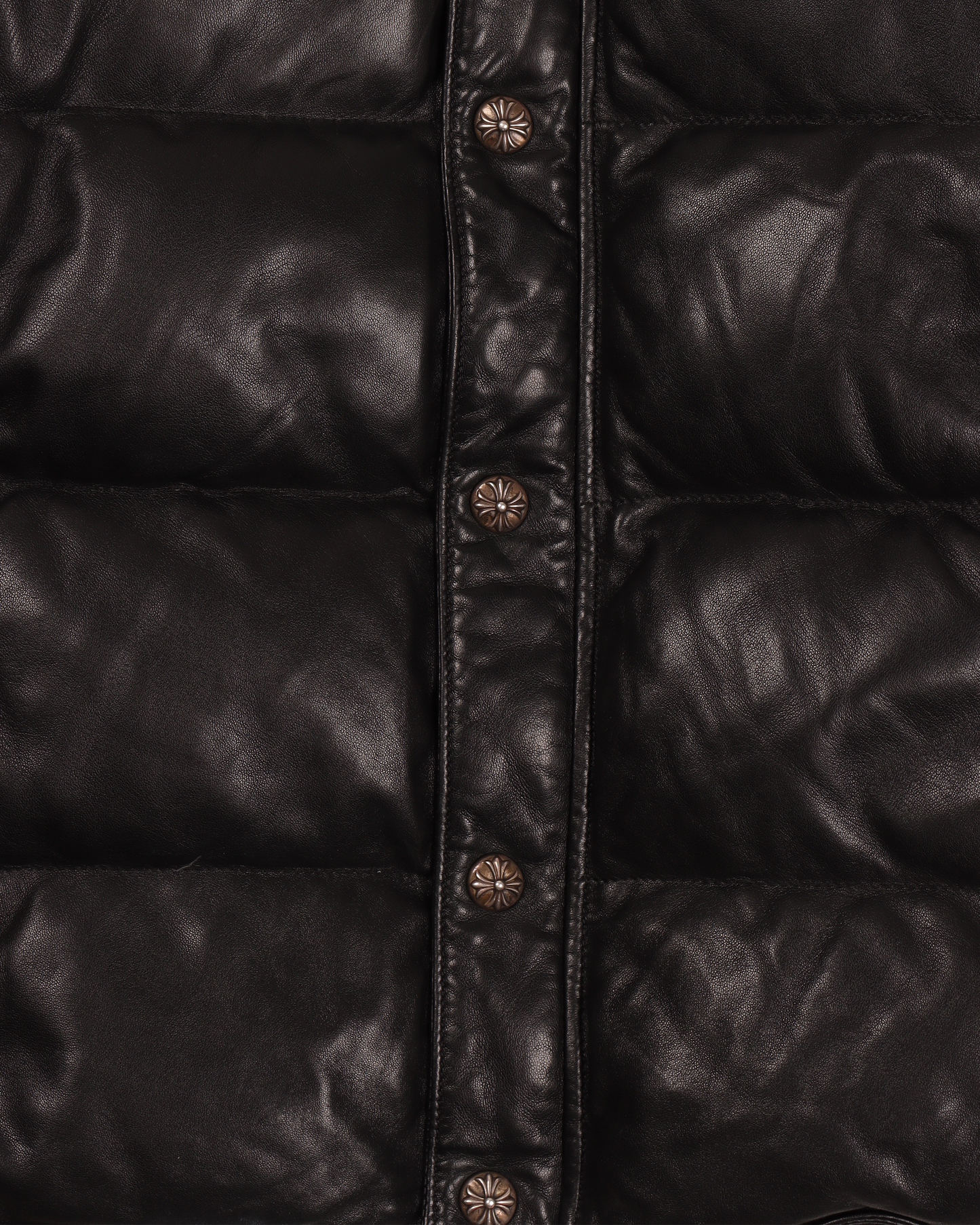 Leather Puffer Jacket w/ Dagger Hardware