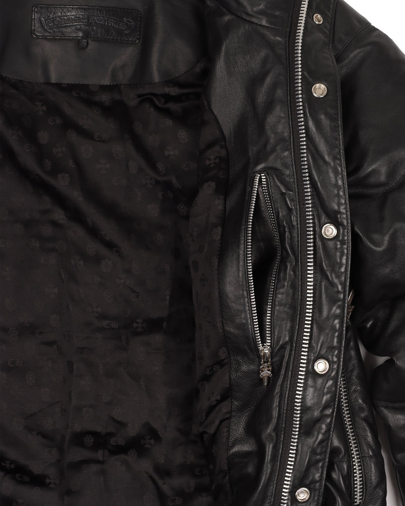 Leather Puffer Jacket w/ Dagger Hardware