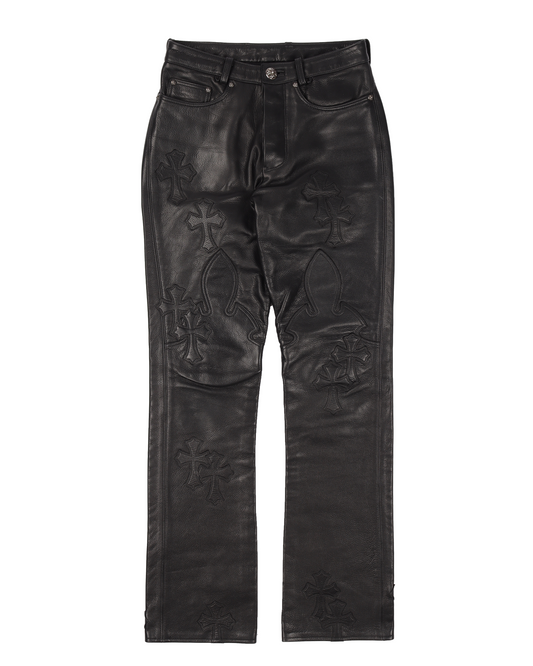 CEMETERY CROSS PATCH LEATHER PANTS