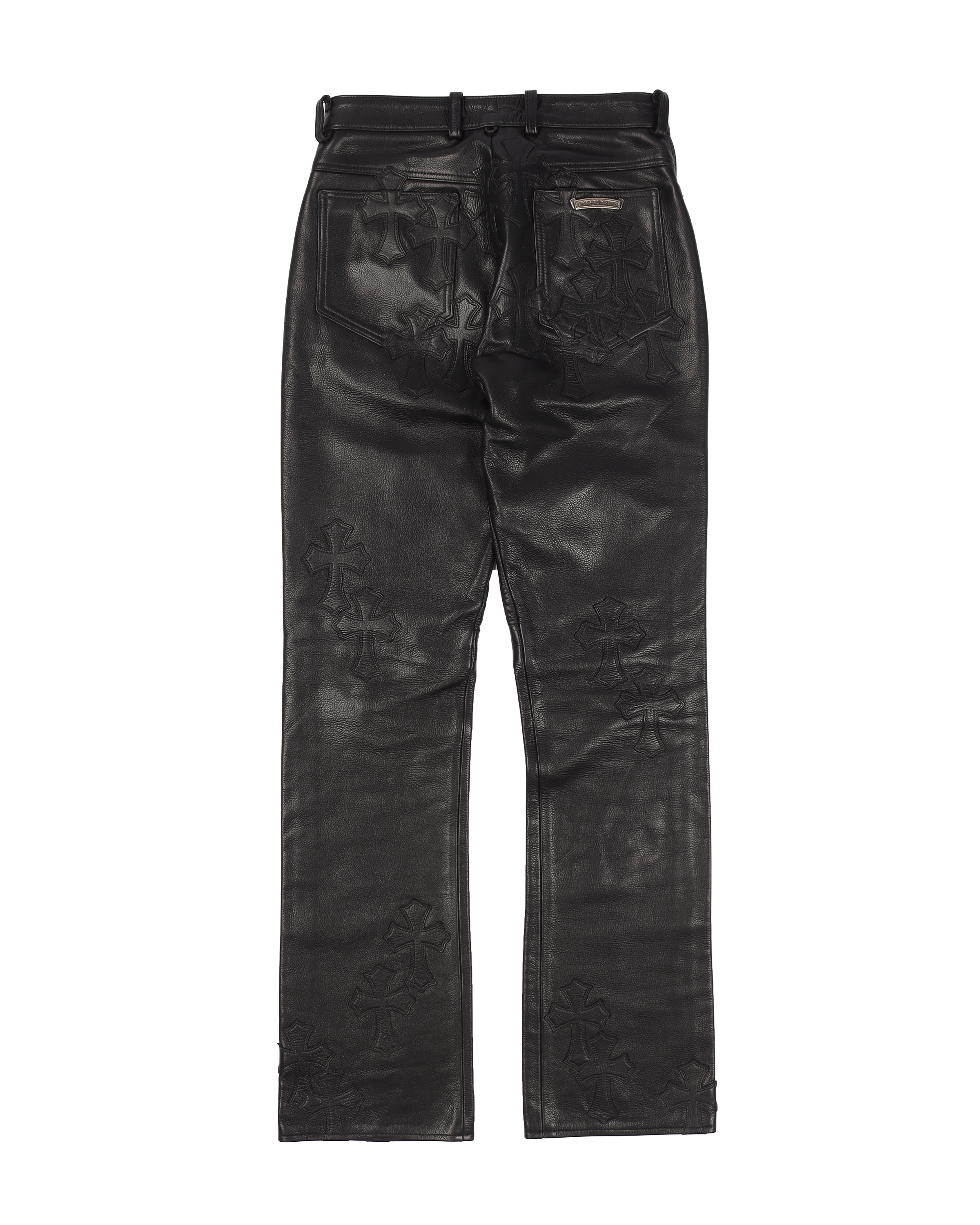 CEMETERY CROSS PATCH LEATHER PANTS