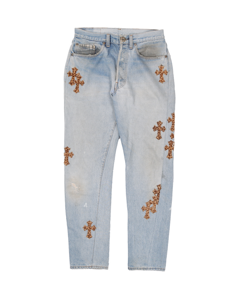 Chrome Hearts x Levi's White Leopard Cross Patch Jeans – SHENGLI