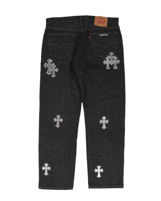 LEVI'S SILVER PONY HAIR CROSS PATCH RAW DENIM