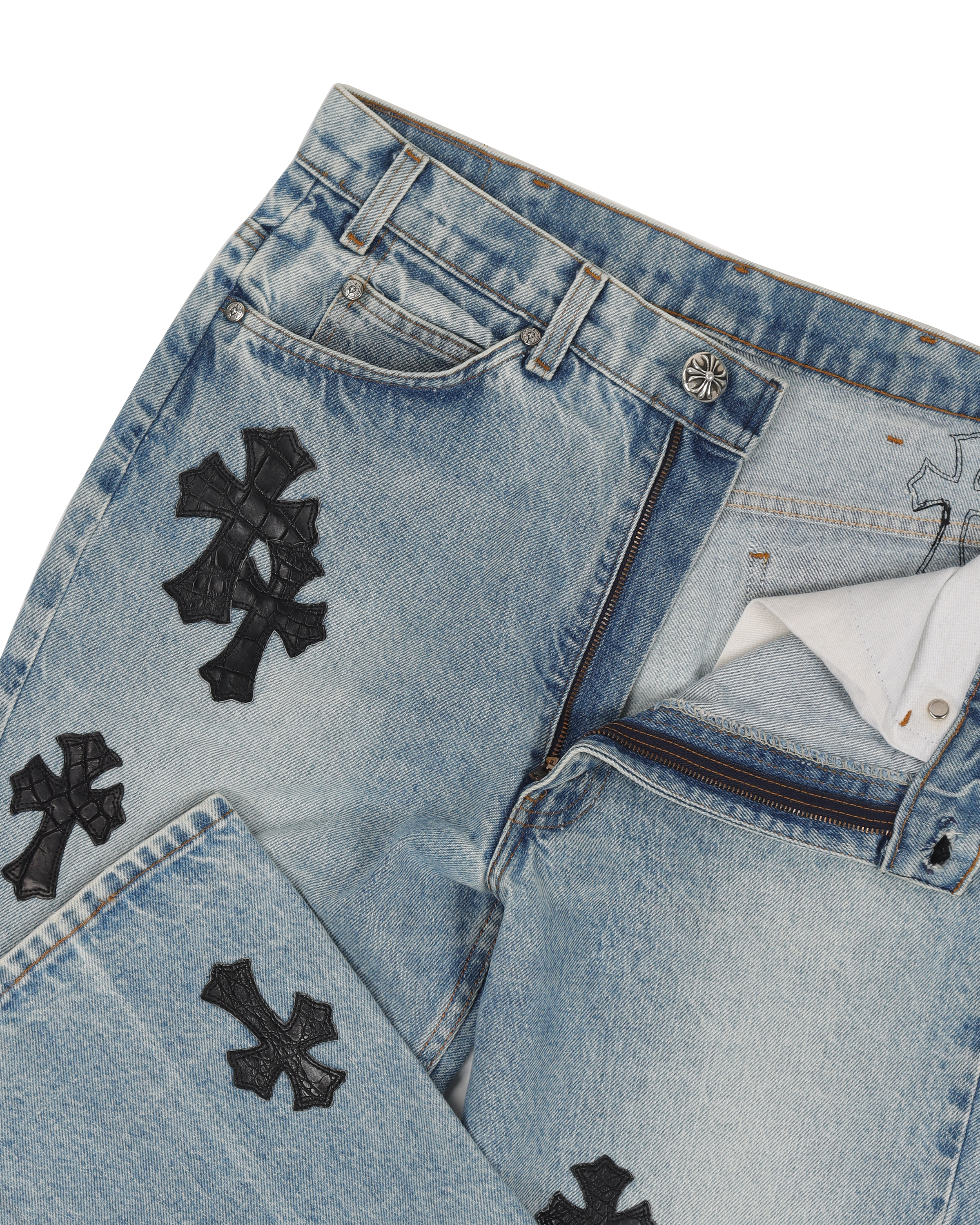Chrome Hearts Jeans Levi's Alligator Black Cross Patch Denim