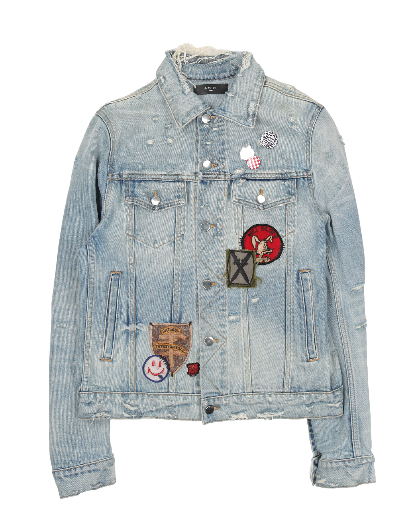 Distressed Van Halen Patched Denim Jacket
