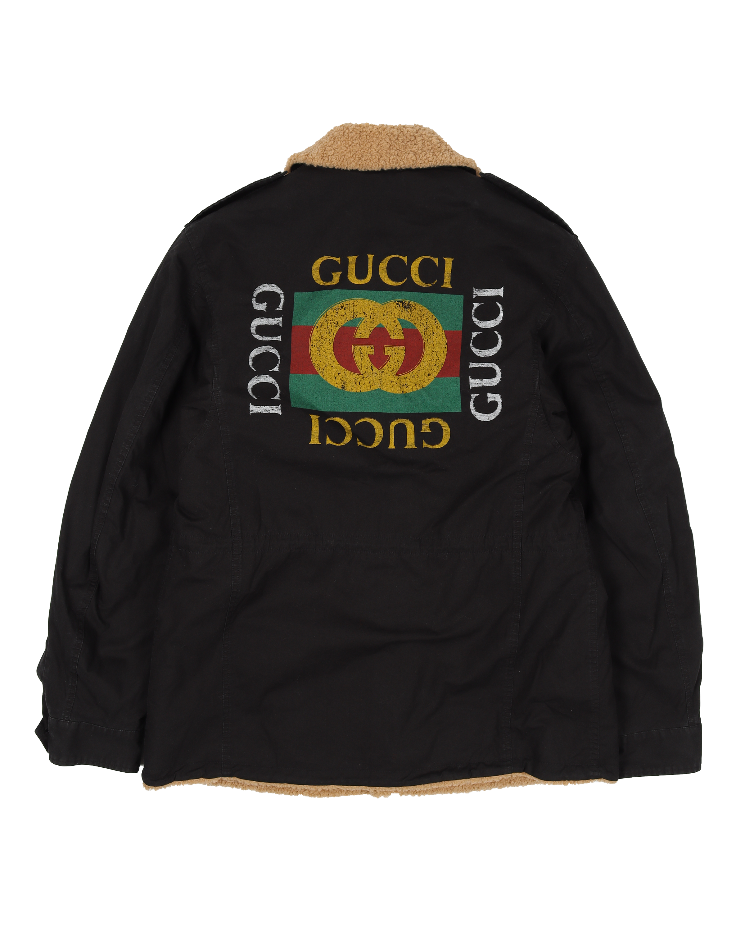 Gucci Faux Shearling Lined Interlocking