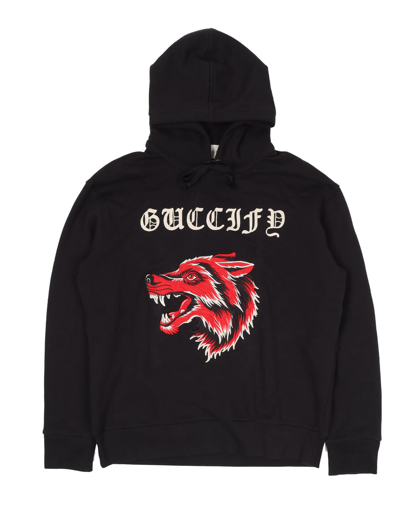"Guccify" Wolf Embroidered Hoodie