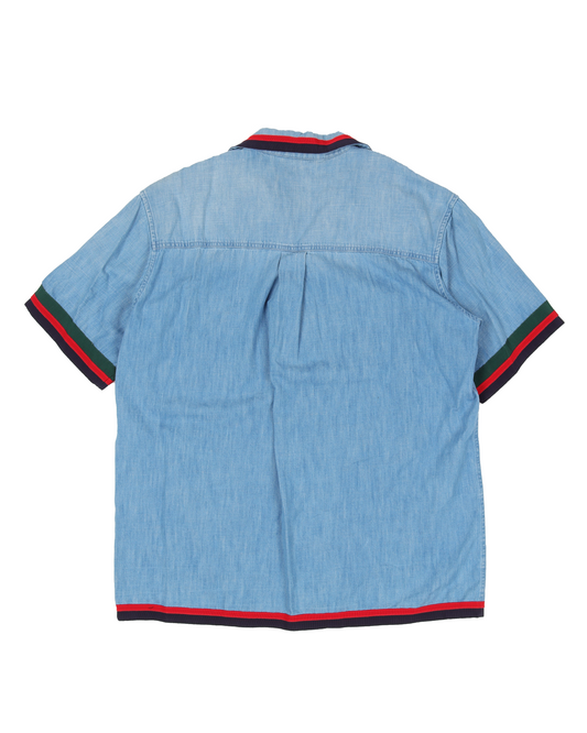 Stonewashed Denim Bowling Shirt