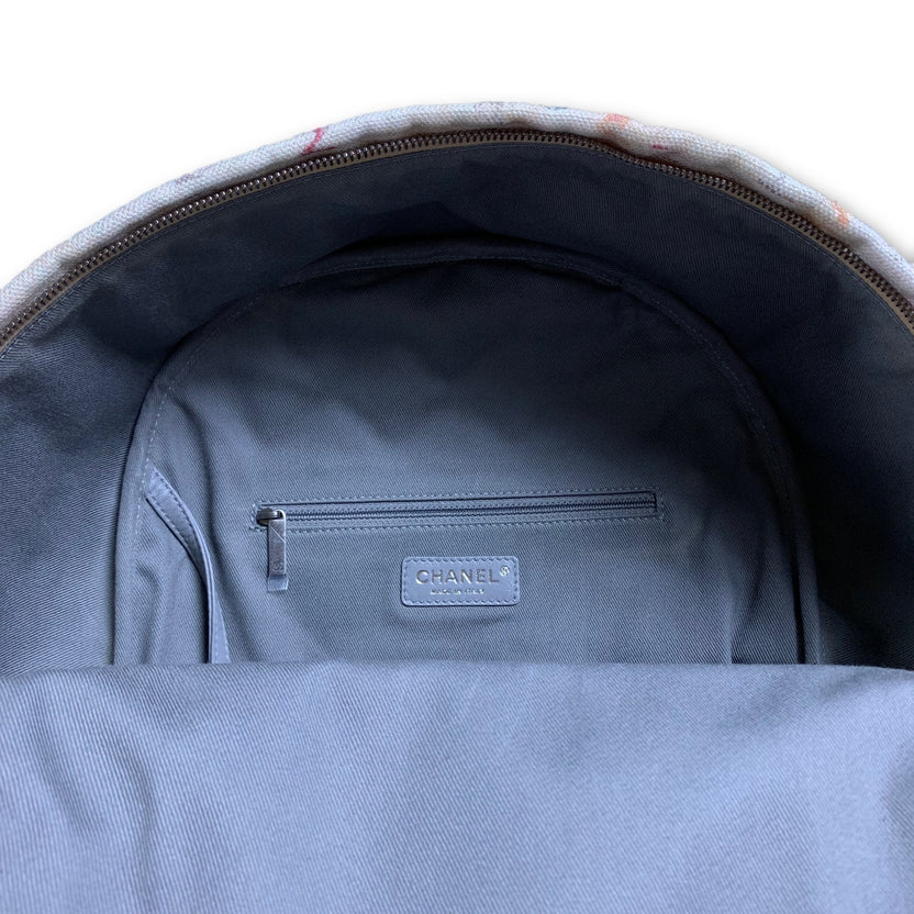 2014 Chanel Grey Painted Canvas Medium Graffiti Backpack