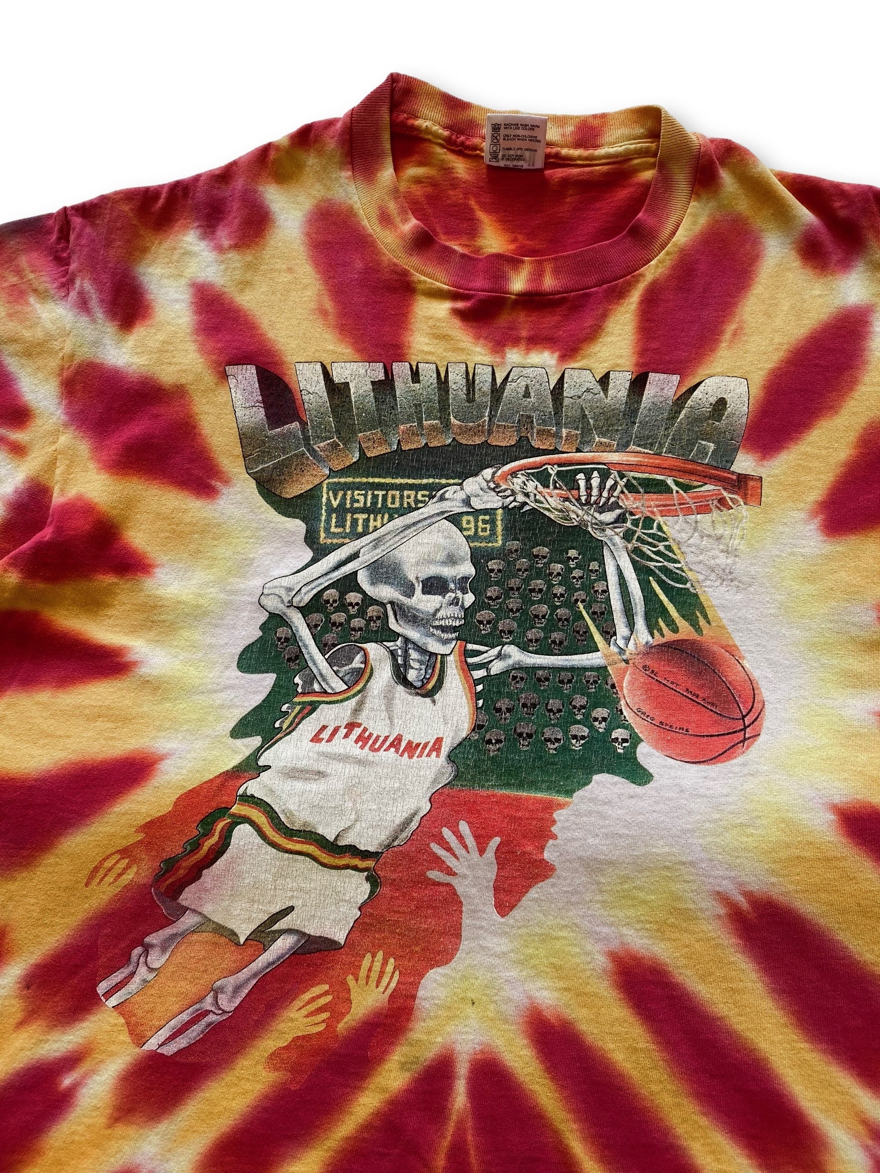 Vintage Tie-Dye Lithuania Basketball T-Shirt - XL