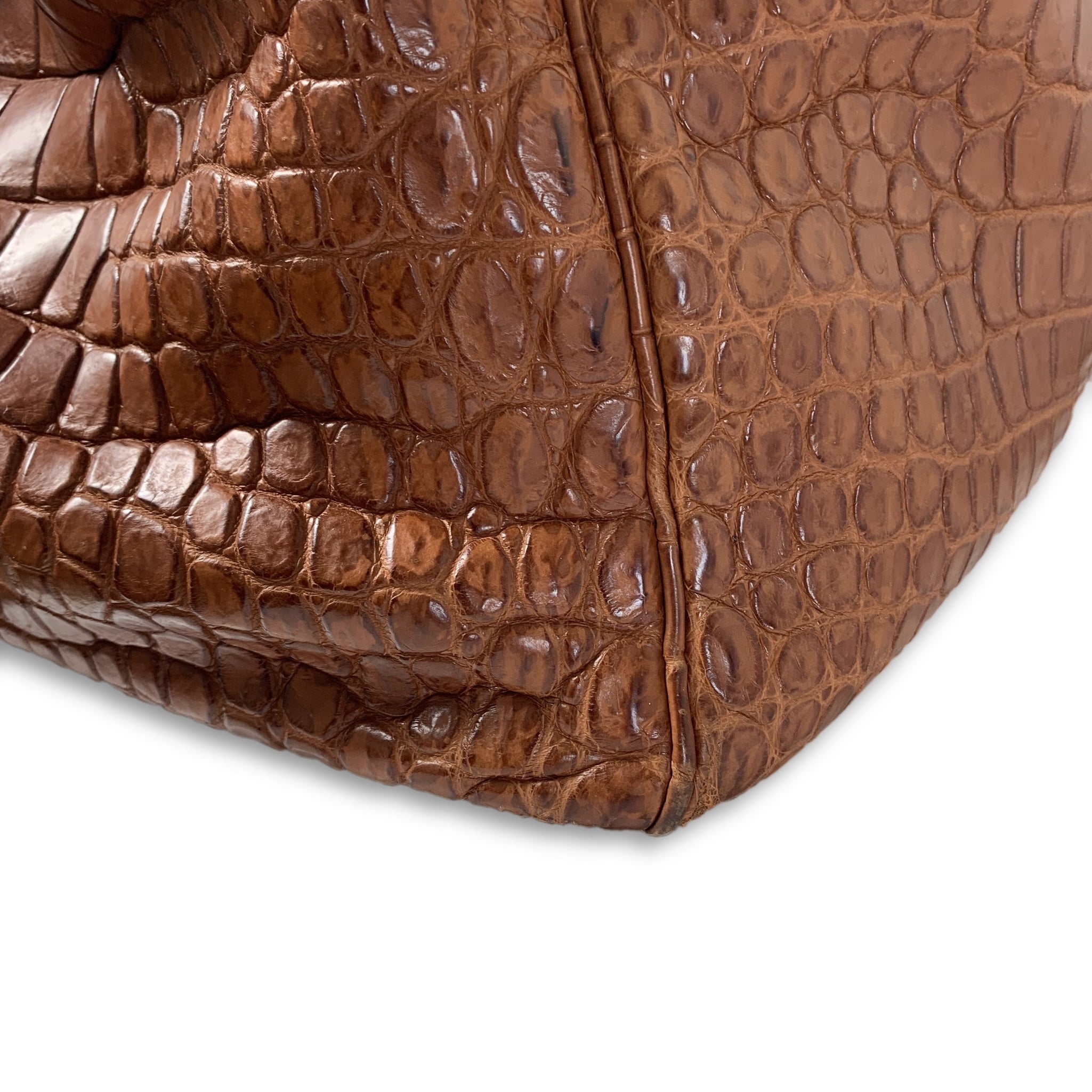 irkin HAC 55cm Matte Elephant Grey Crocodile Palladium Hardware Bag
