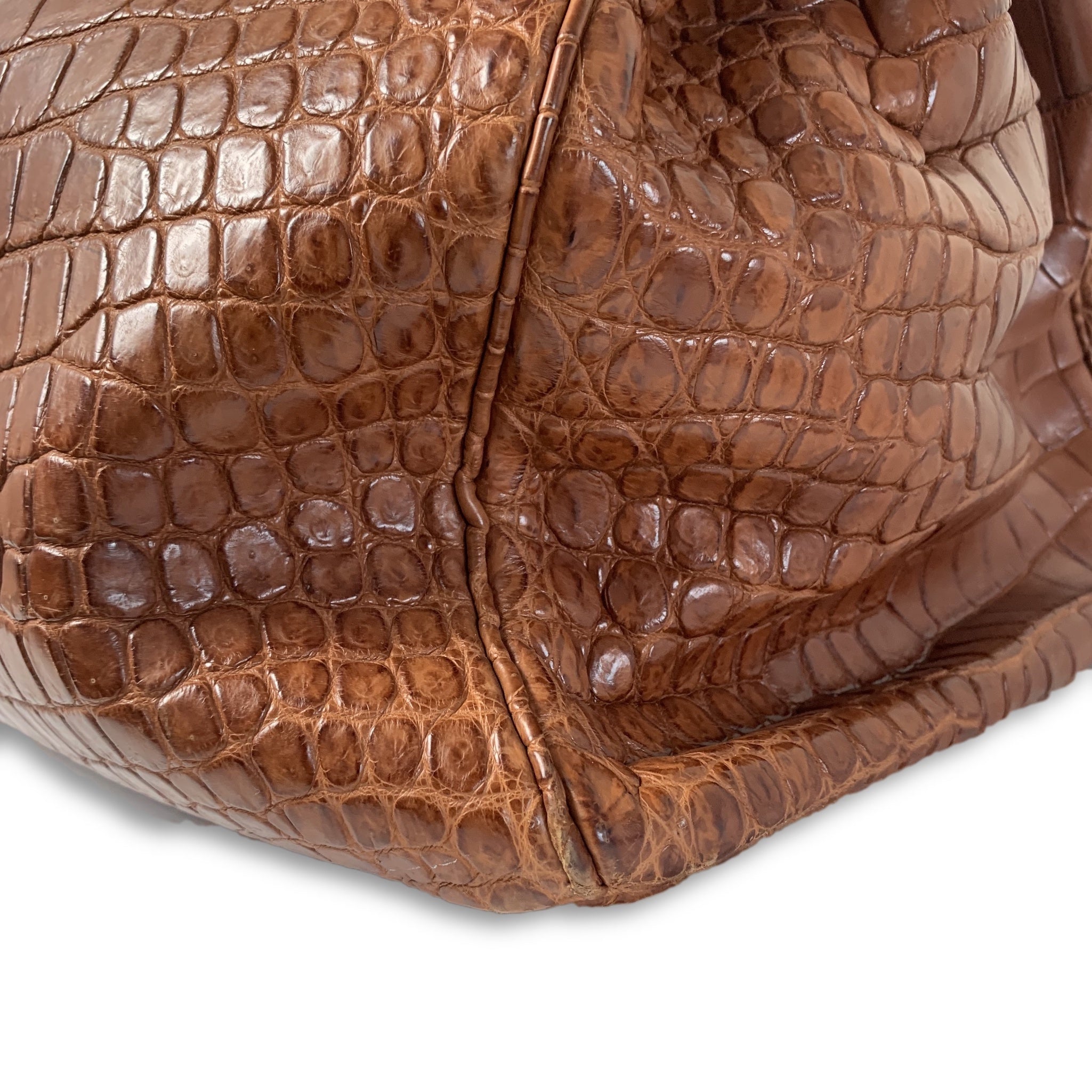 Hermès Birkin 50 HAC Ebene Porosus Crocodile Bronze Hardware