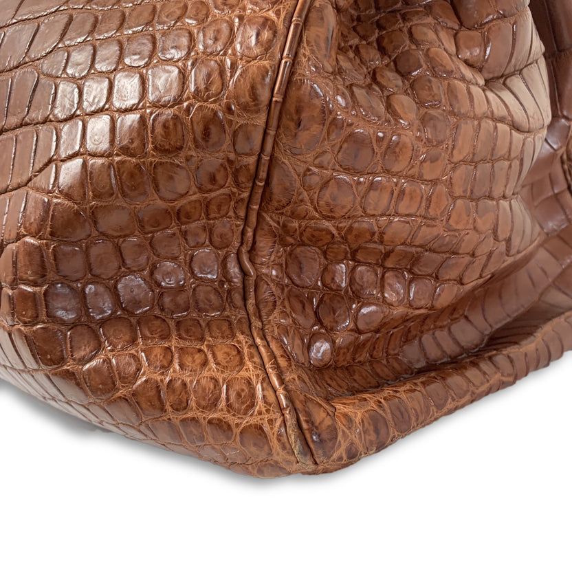 Birkin HAC 50cm Matte Fauve Brown Crocodile Palladium Hardware Bag