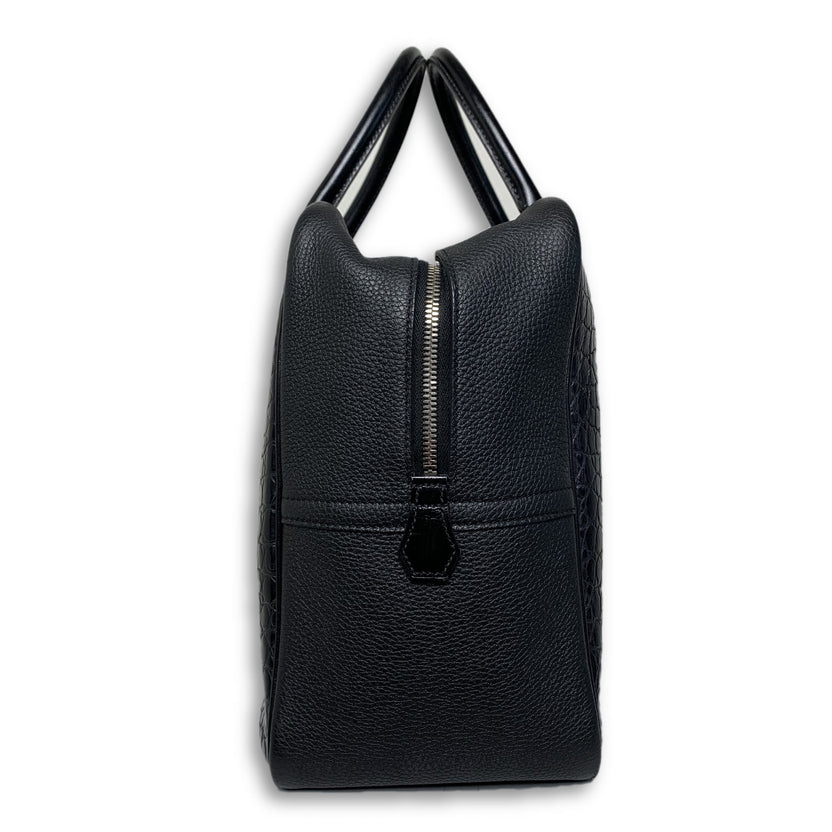 Hermes Black Plume Croc Leather Bag 40CM
