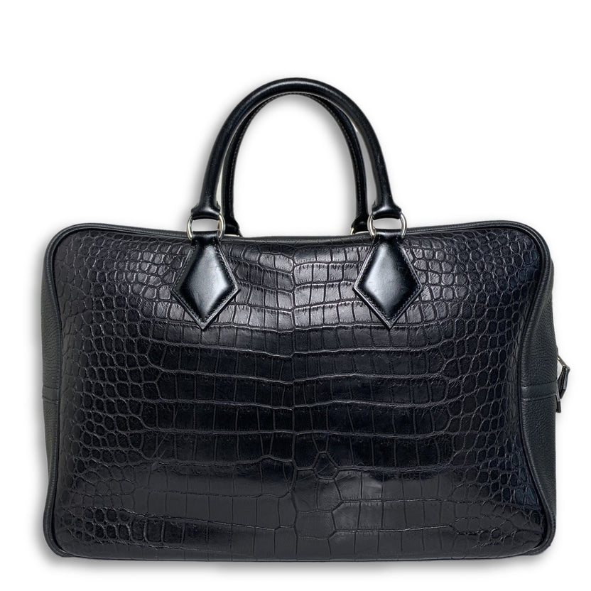 Hermes Black Plume Croc Leather Bag 40CM