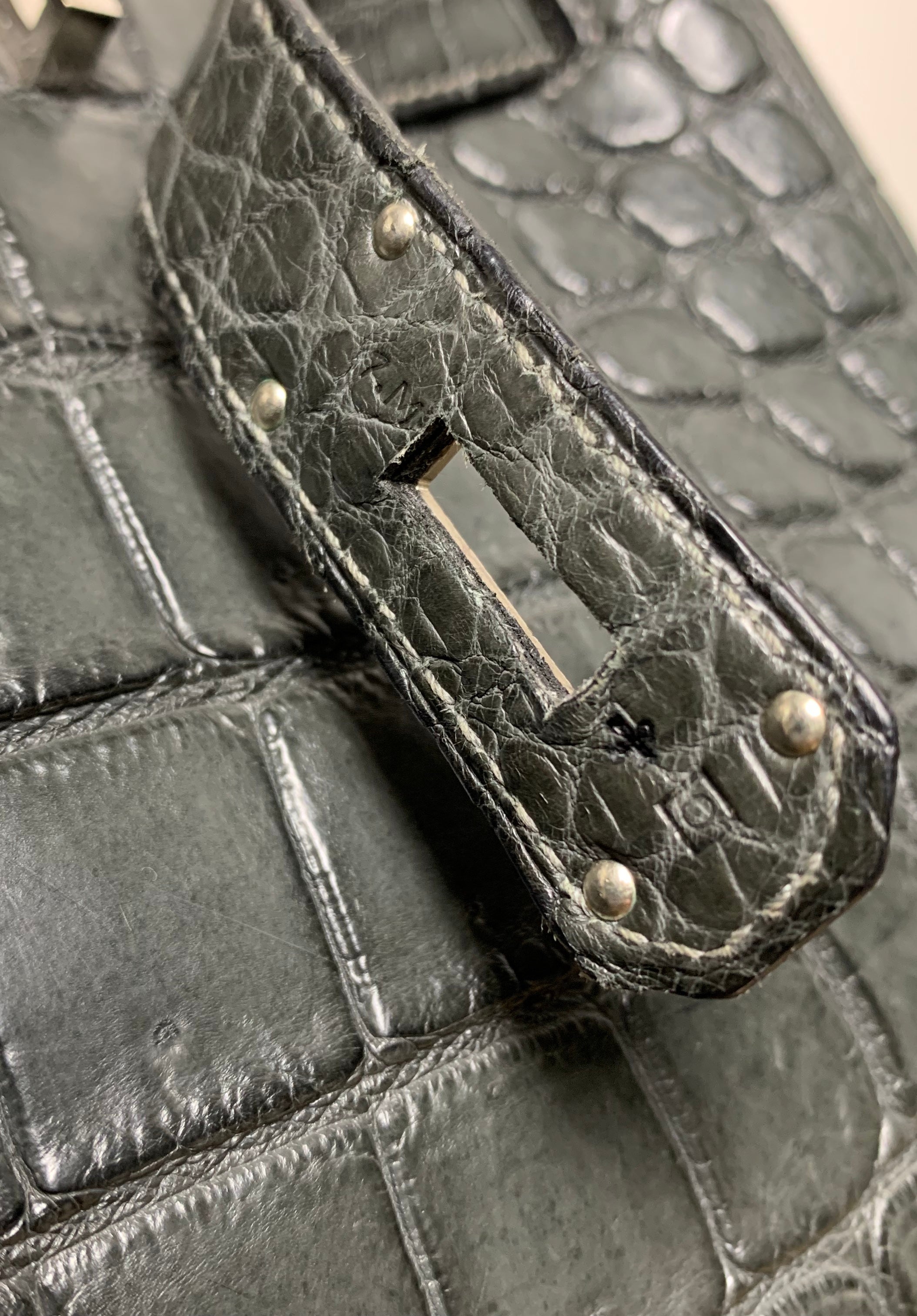 Birkin HAC 55cm Matte Elephant Grey Crocodile Palladium Hardware Bag