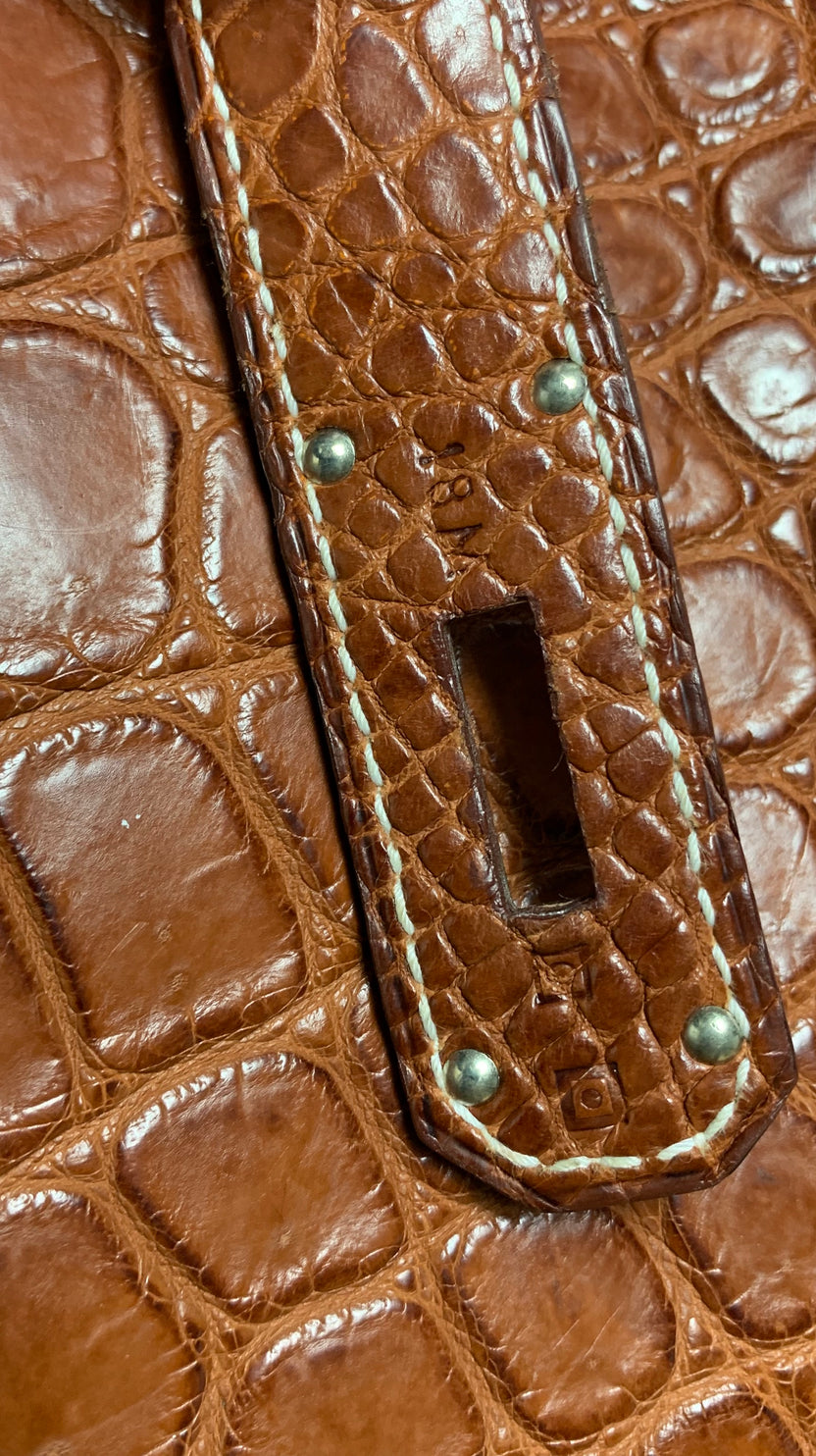 Hermes Birkin Bag Crocodile Leather Gold Hardware In Brown