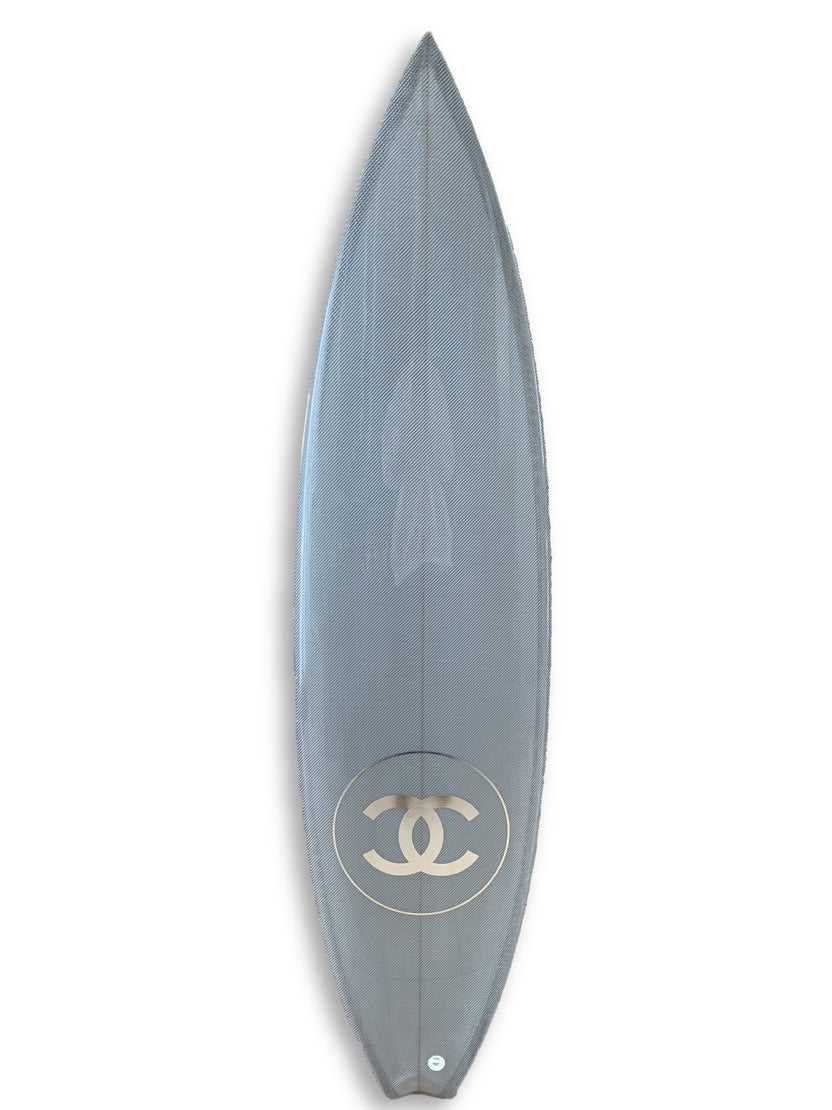 Chanel x Philippe Barland Limited Edition Silver/Chrome Carbon Surfboard