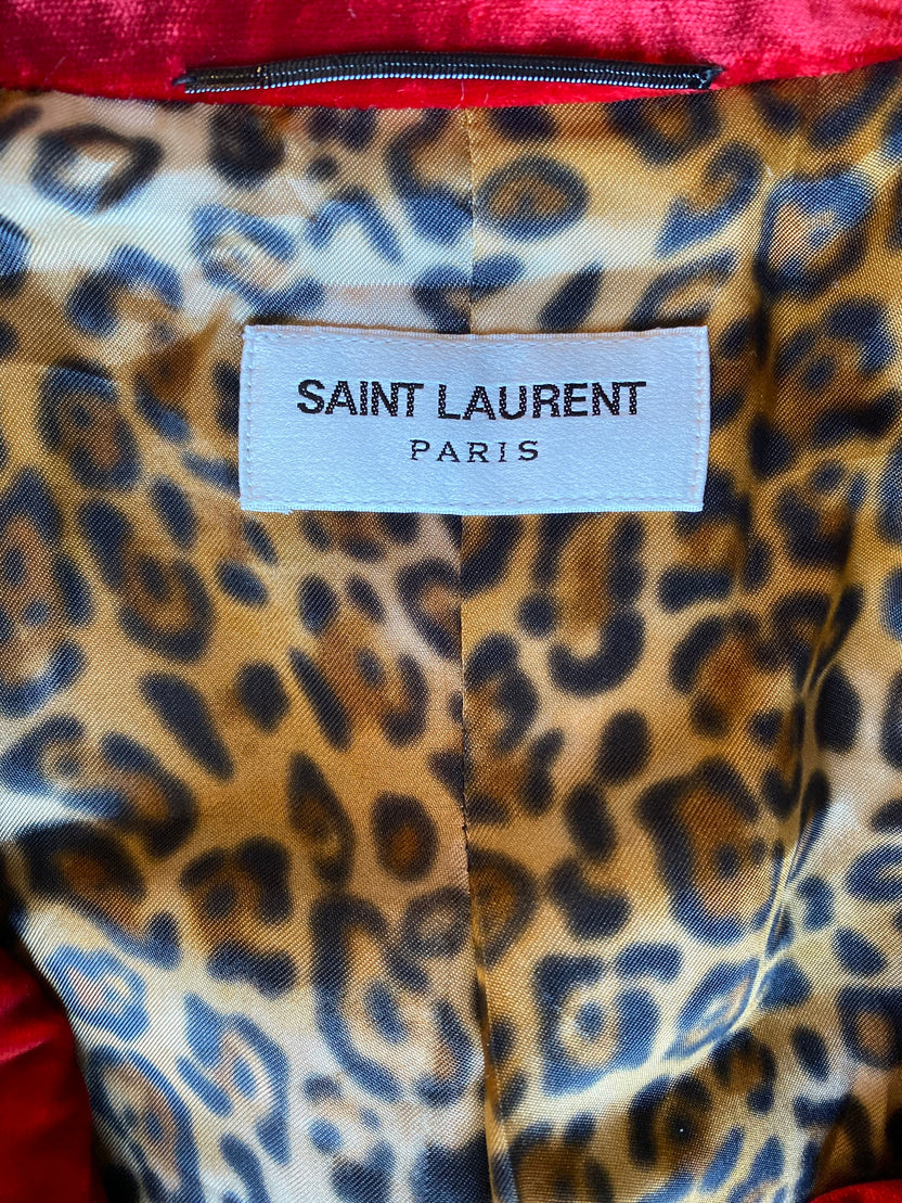Saint Laurent Slim Fit Red Velvet Blazer w/ Tags - Size 52