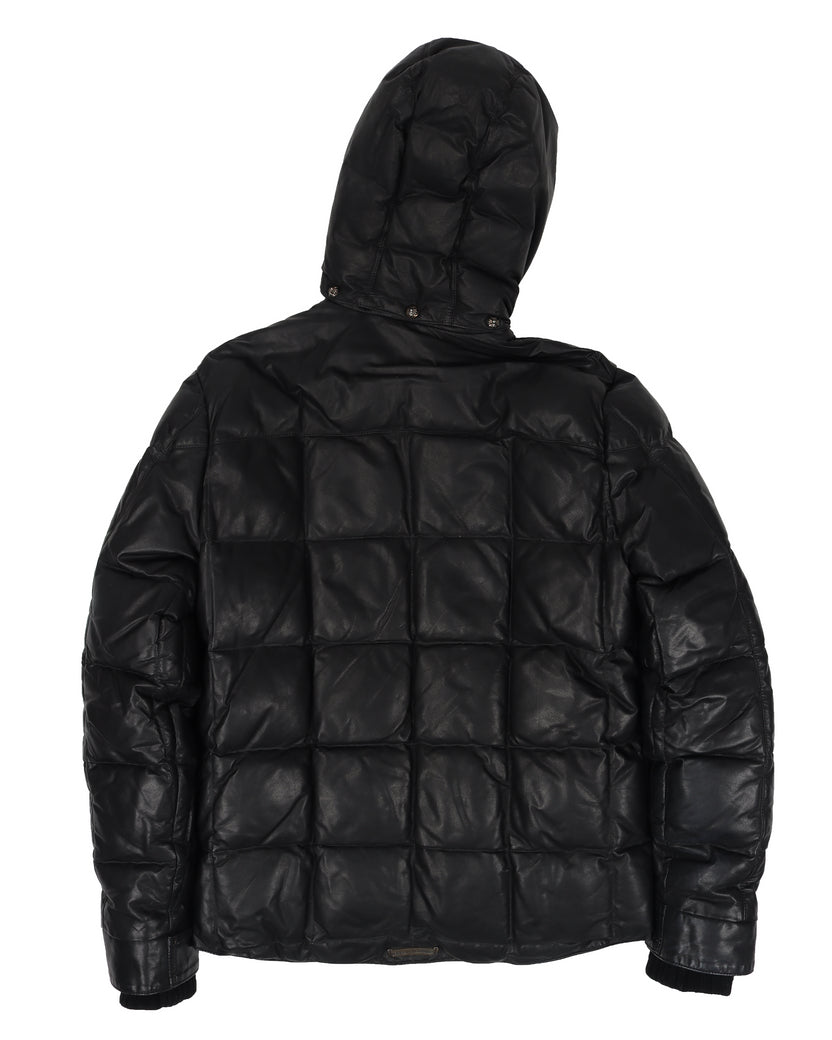 Leather Puffer Down Jacket