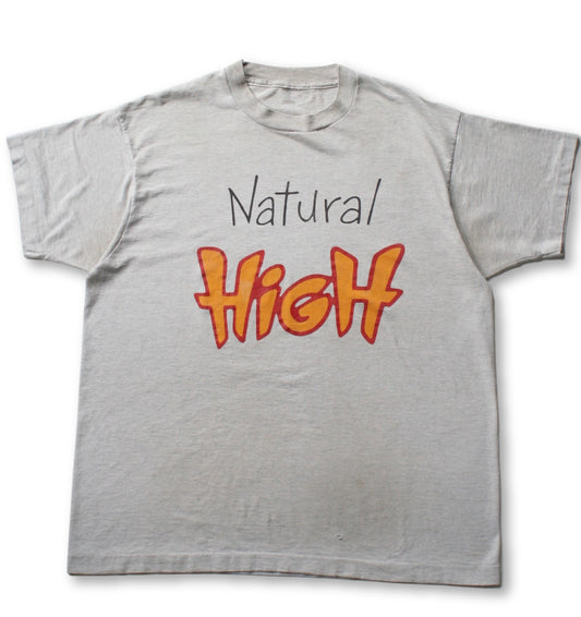 Vintage 80's 'NATURAL HIGH' Graphic T-Shirt - Gray - XL