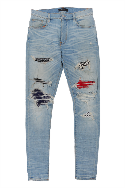 Patchwork Distressed Denim