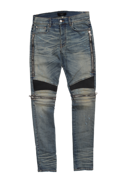 Leather Patch Moto Denim