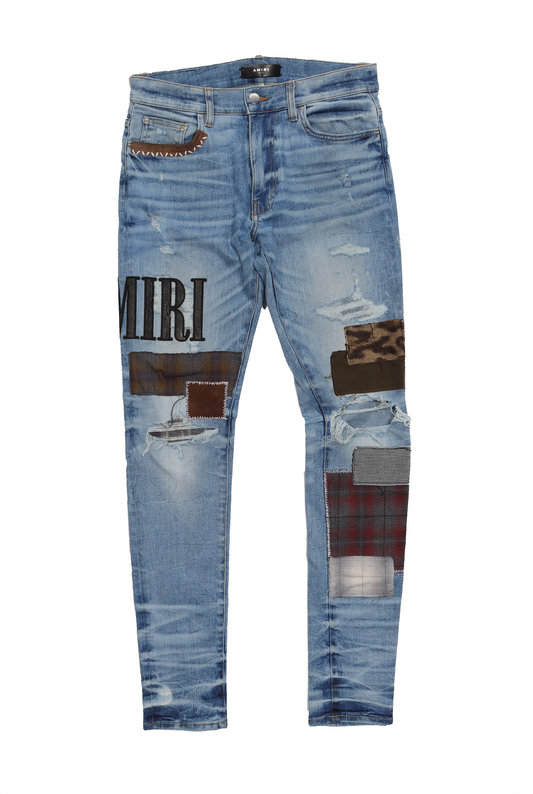 Distressed Patchwork Denim