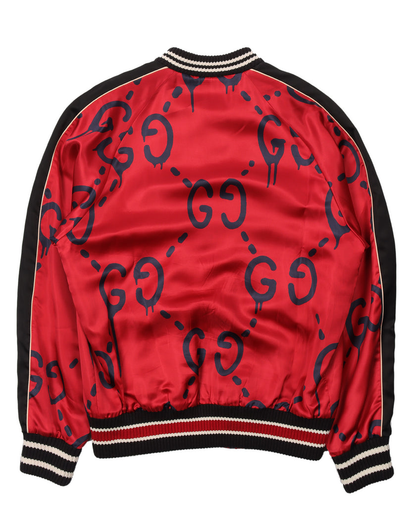 konto Foranderlig Bevidst Gucci Monogram Print Silk Bomber Jacket