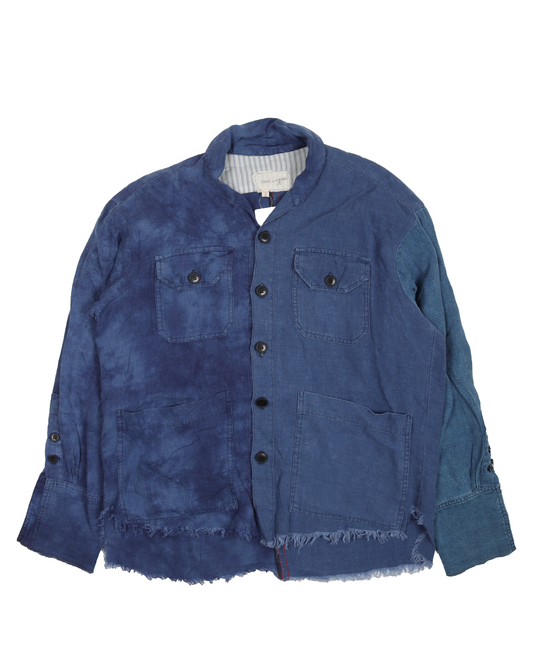Indigo Shawl Collar Boxy Shirt