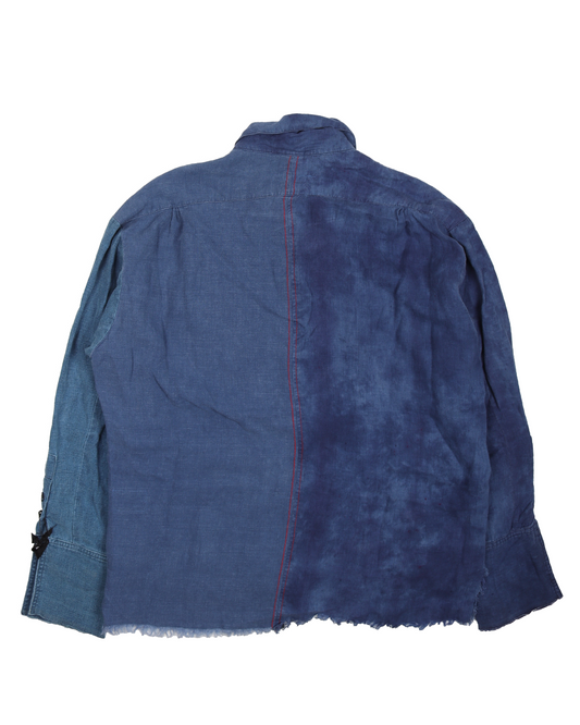 Indigo Shawl Collar Boxy Shirt