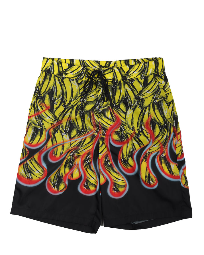 Banana & Flame-Printed Swim Trunks
