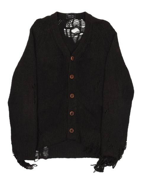 D＆G Crash see-through knit 4th & Reckless half zip cable knit sweater in gray heather